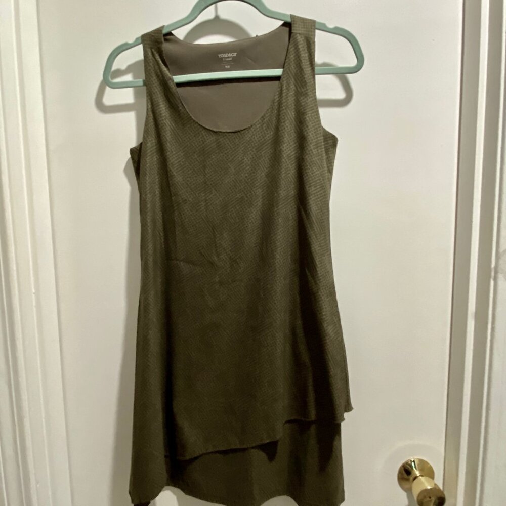 10) Toad & Co ECO Minimalist Asymmetric Whymsical Overlay Lined Mini Dress…